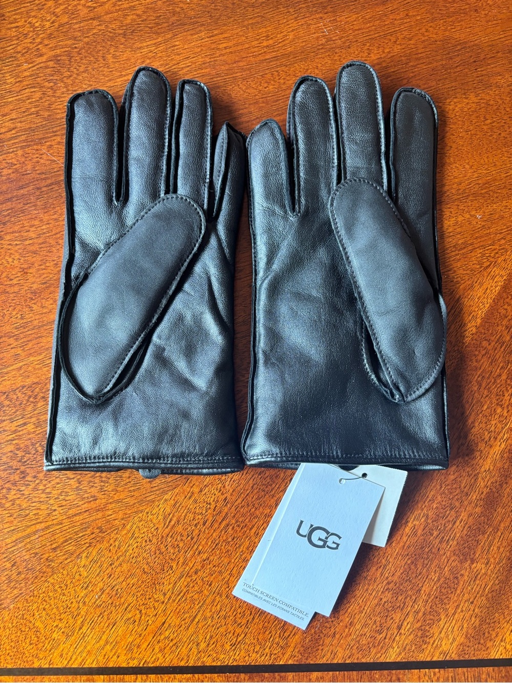 UGG Men's Black Leather Gloves